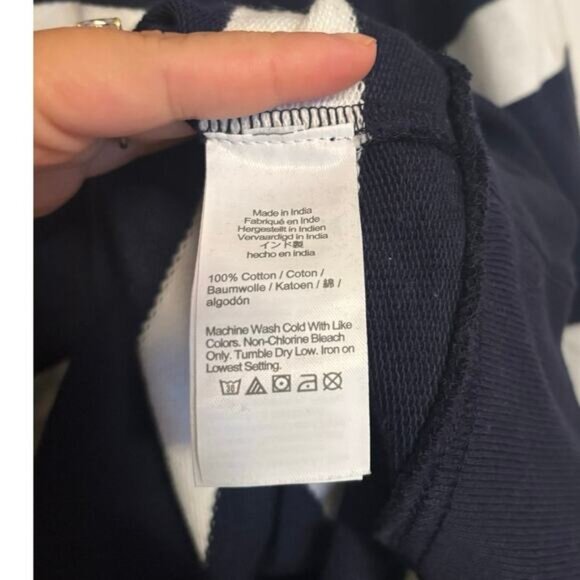 NWT J.Crew Striped Rugby Pullover Sweatshirt Navy White Size XXL - Picture 4 of 6